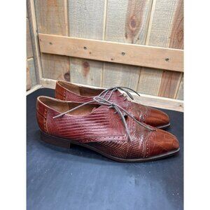 Stacy Adams Mens Brown Genuine Snake & Leather Oxford Dress Shoes Size 12M